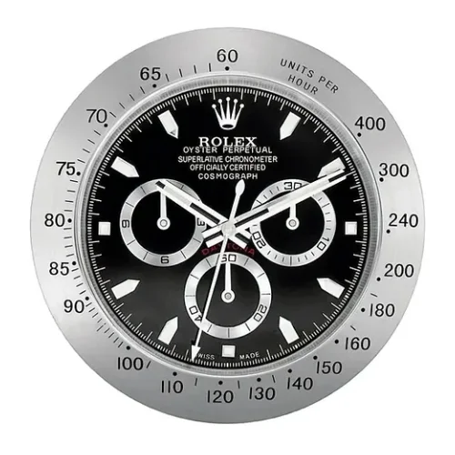 Luxor Daytona Wall Clock | Black Stainless premium wall clock angle view