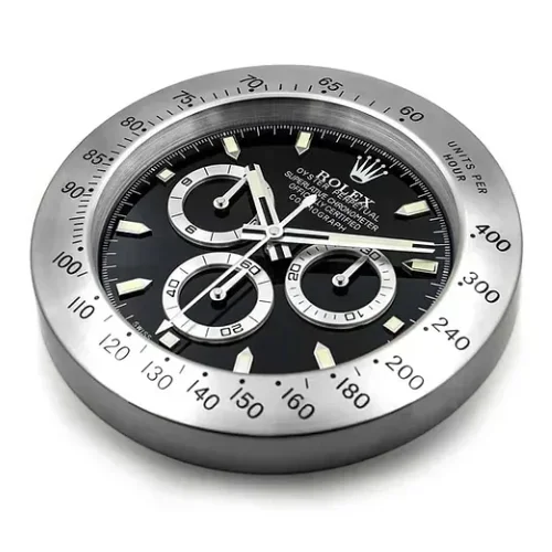 Luxor Daytona Wall Clock | Black Stainless premium wall clock side view