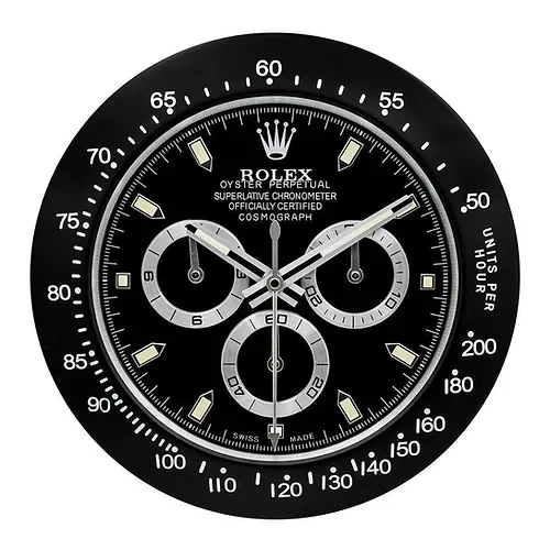Luxor Daytona Wall Clock | Black premium wall clock angle view
