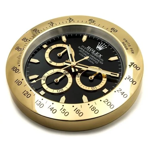 Luxor Daytona Wall Clock | Gold Black premium wall clock side view