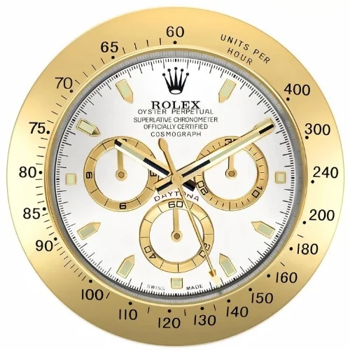 Luxor Daytona Wall Clock | Gold White premium wall clock angle view