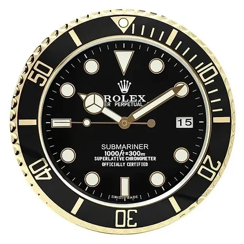 Luxor Submariner Wall Clock | Black Gold premium wall clock angle view