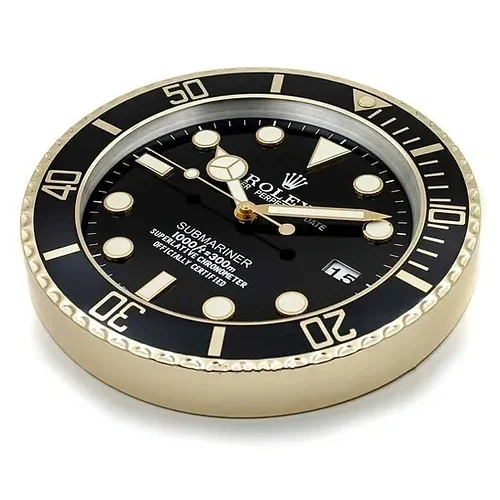 Luxor Submariner Wall Clock | Black Gold premium wall clock side view