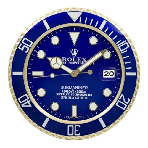Luxor Submariner Wall Clock | Blue Gold premium wall clock front view