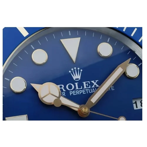Luxor Submariner Wall Clock | Blue Gold premium wall clock side view