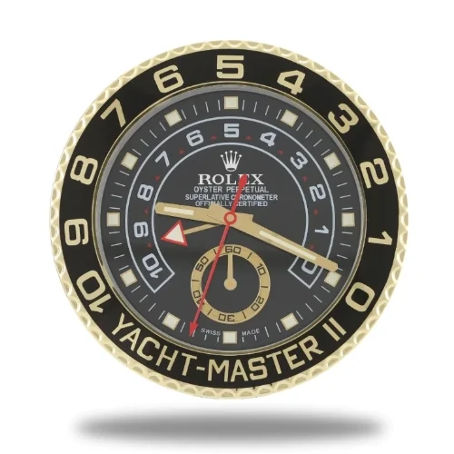 Luxor Yacht-Master II Wall Clock | Gold Black premium wall clock angle view