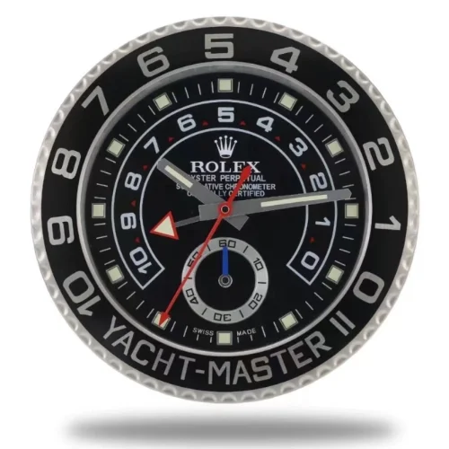 Luxor Yacht-Master II Wall Clock | Silver premium wall clock angle view