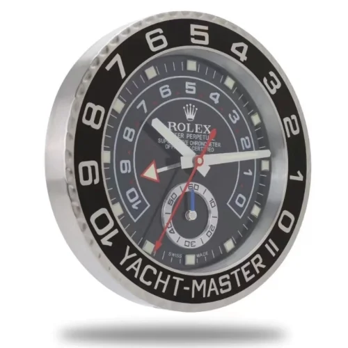 Luxor Yacht-Master II Wall Clock | Silver premium wall clock side view